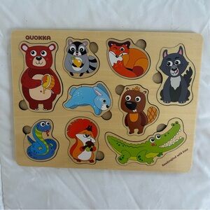 Wooden Animal Puzzle for Baby and Toddler | Wild Animal Set - Developmental